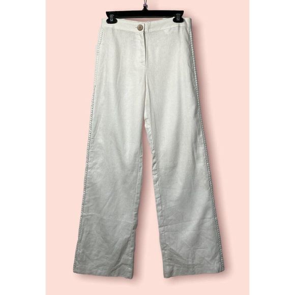 Zara Pants - 𝅺ZARA White Linen Summer Straight Pants